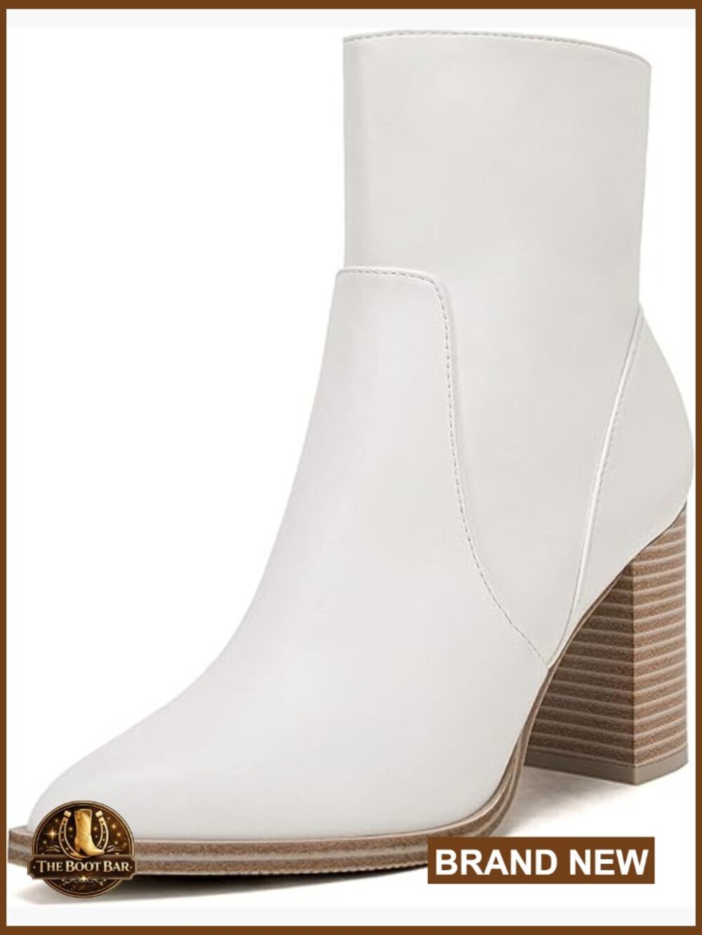 Pointed Toe Ankle Boots Chunky Stacked Heel Side Zipper Faux Leather Booties